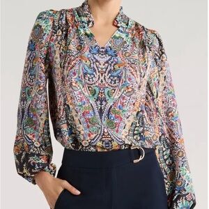 Tahari Multicolor Paisley Blouse